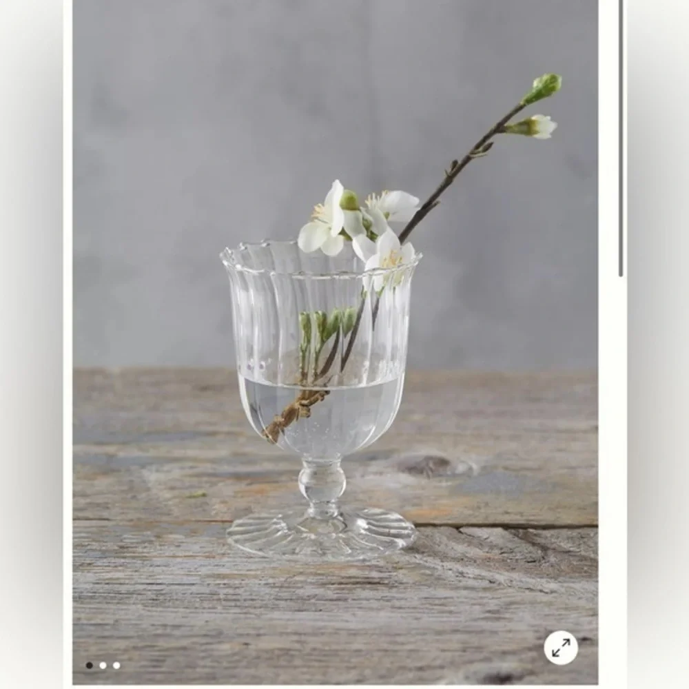 BHLDN Anthropologie Scalloped Glass Vase M. NEW